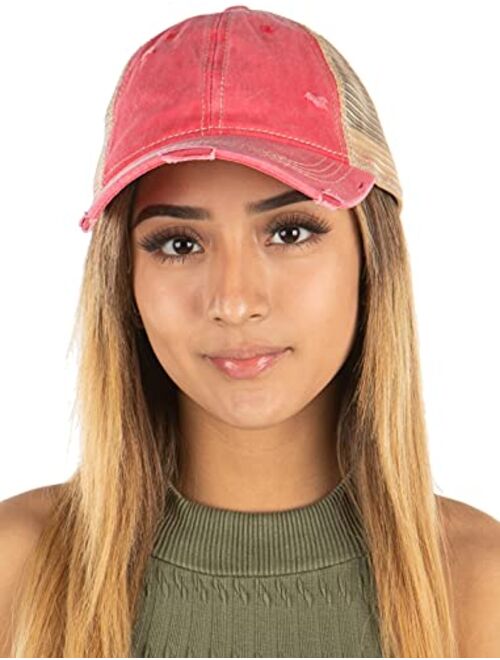 Funky Junque Womens Adjustable Athletic Trucker Hat Mesh Baseball Cap Dad Hat