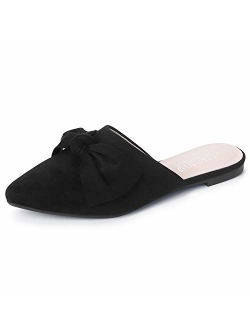 SANDALUP Mules Women Shoes w Pointed Toe and Elegant Bowknot