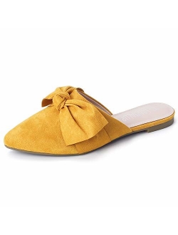 SANDALUP Mules Women Shoes w Pointed Toe and Elegant Bowknot