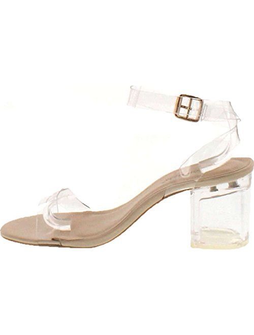 Top Moda Womens Lucite Open Toe Casual Strappy Sandals