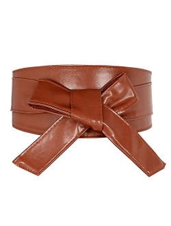 Ayliss Women Soft Leather Obi Belt Self Tie Wrap Cinch Belt