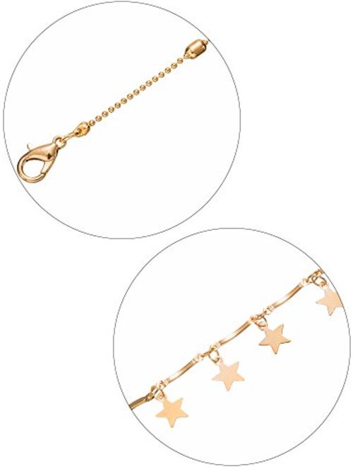 BBTO 4 Pieces Layered Pendant Choker Necklace Gold Layering Chain Choker for Women Girls