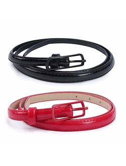 Selighting Womens Faux Leather Skinny Belts for Dresses