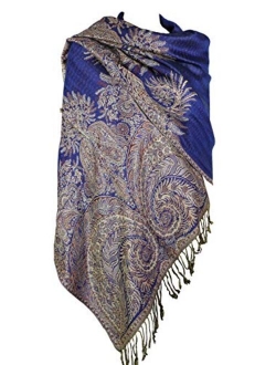 Achillea Luxurious Double Layered Jacquard Big Paisley Pashmina Shawl Wrap Scarf