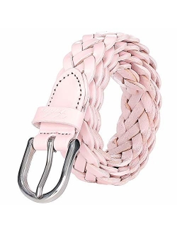 Falari Women's Leather Braided Belt Stainless Steel Buckle 6007-16 Colors