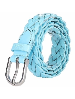 Falari Women's Leather Braided Belt Stainless Steel Buckle 6007-16 Colors