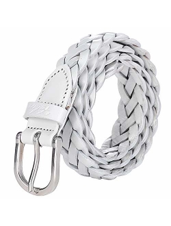 Falari Women's Leather Braided Belt Stainless Steel Buckle 6007-16 Colors