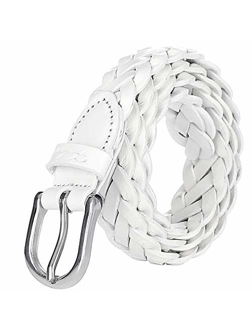 Falari Women's Leather Braided Belt Stainless Steel Buckle 6007-16 Colors