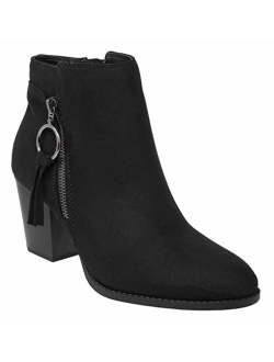 MVE Shoes Womens Stylish Comfortable Low Block Heel Side Zipper Ankle Boot