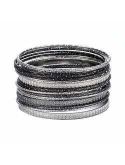 Ensoul Multiple Textured Metal Bracelets & Bangles Set for Women 18Pcs/Set