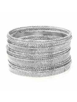 Ensoul Multiple Textured Metal Bracelets & Bangles Set for Women 18Pcs/Set