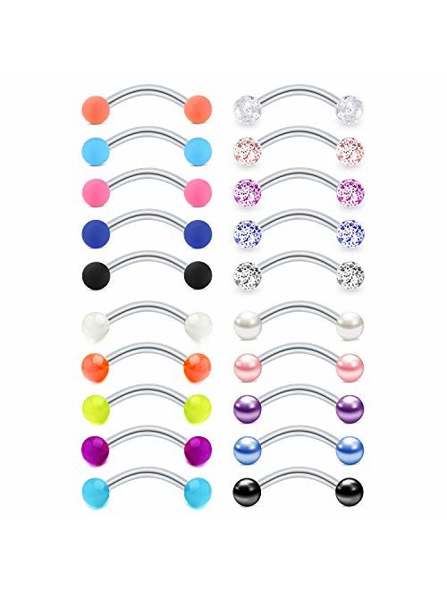 Mayhoop 16G Surgical Steel Daith Rook Earring 8mm 10mm Curved Barbell Eyebrow Rings Piercing Jewelry for Women Men