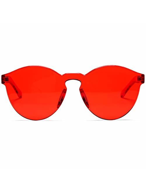 Pro Acme One Piece Design Rimless Sunglasses Ultra-Bold Colorful Mono Block