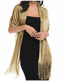 Banetteta"Dream Nocturne" Metallic Shawls and Wraps for Evening Dresses with Buckle