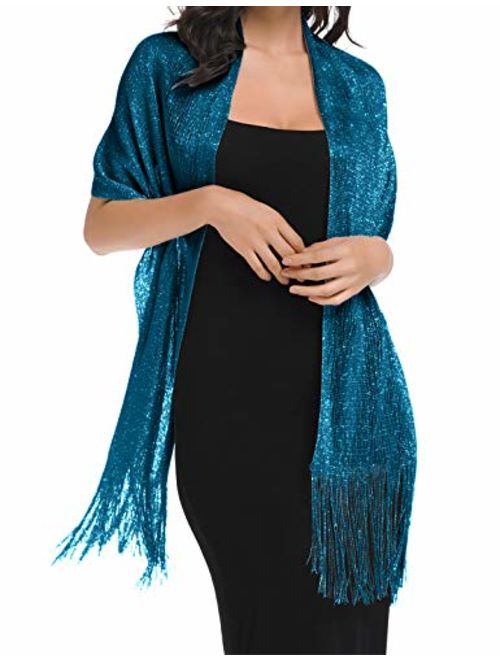 Banetteta"Dream Nocturne" Metallic Shawls and Wraps for Evening Dresses with Buckle