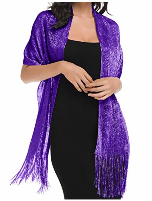 Banetteta"Dream Nocturne" Metallic Shawls and Wraps for Evening Dresses with Buckle