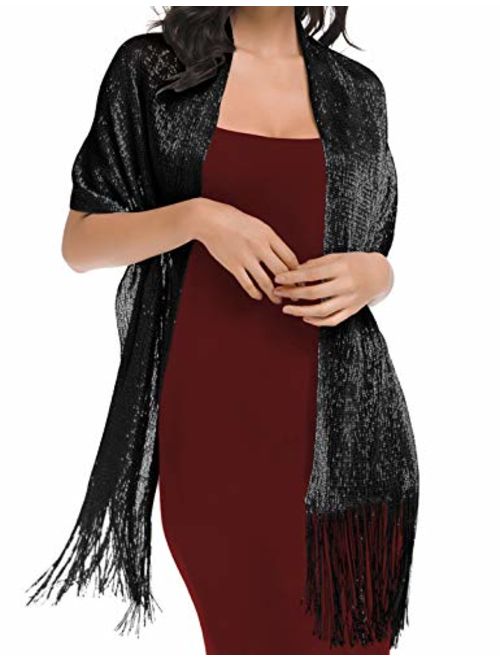 Banetteta"Dream Nocturne" Metallic Shawls and Wraps for Evening Dresses with Buckle