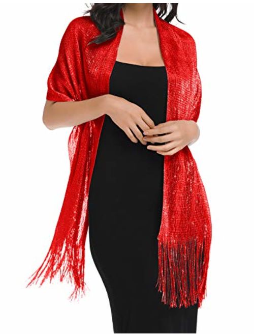 Banetteta"Dream Nocturne" Metallic Shawls and Wraps for Evening Dresses with Buckle