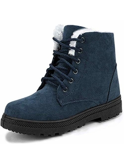 Winter Snow Boots for Women Suede Cotton Warm Fur Lined Ankle Boots Outdoor Anti-Slip Waterproof Booties Lace Up Platform Shoes