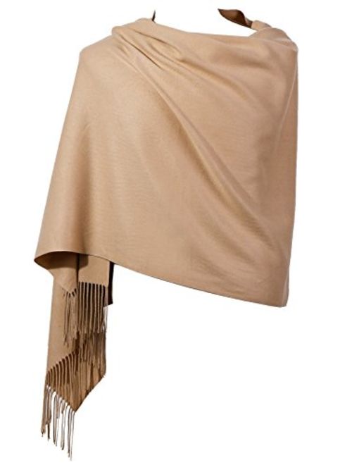 Womens Pashmina Shawl Wrap Scarf - Ohayomi Solid Color Cashmere (21 Colors)