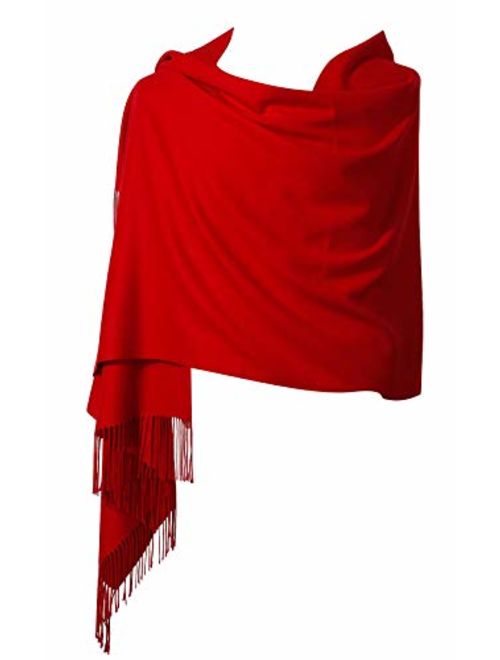 Womens Pashmina Shawl Wrap Scarf - Ohayomi Solid Color Cashmere (21 Colors)