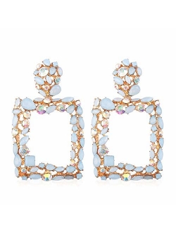 Rhinestone Earrings Big for Women Statement Dangling Crystal Costume Jewelry by Holylove