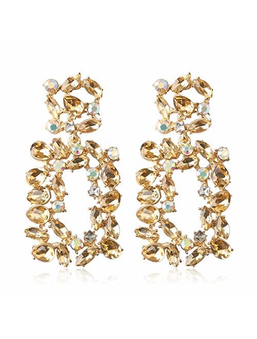 Rhinestone Earrings Big for Women Statement Dangling Crystal Costume Jewelry by Holylove