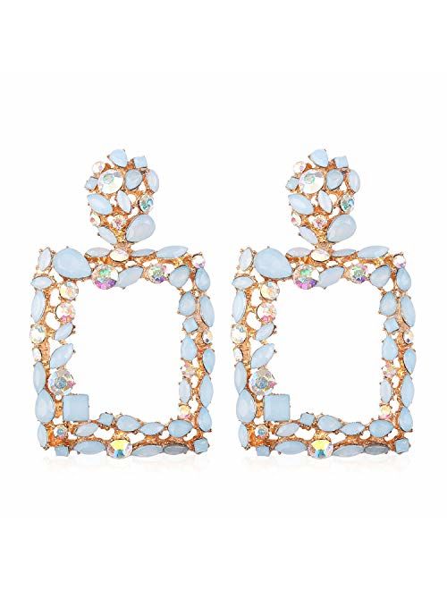 Rhinestone Earrings Big for Women Statement Dangling Crystal Costume Jewelry by Holylove