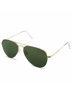 Men's Women's Aviator Sunglasses, Classic Half Rim Metal, INSPIRATION SJ1106