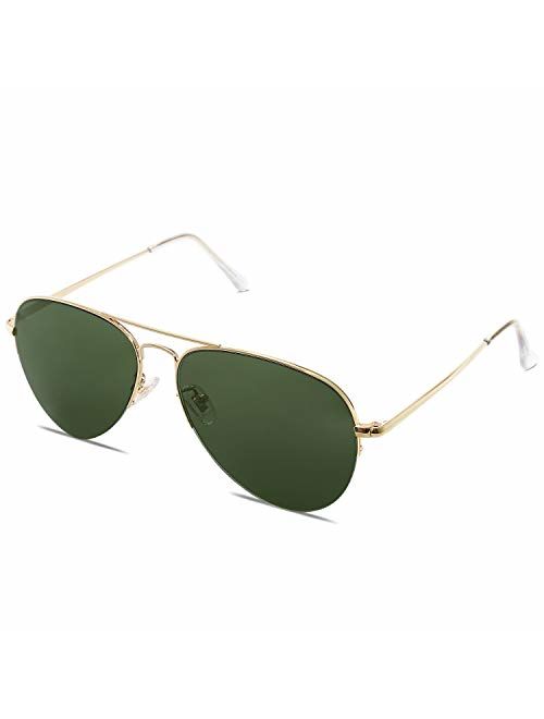 SOJOS Men's Women's Aviator Sunglasses, Classic Half Rim Metal, INSPIRATION SJ1106