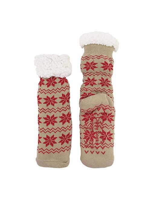 BambooMN Extra Thick Soft Cozy Fuzzy Thermal Cabin Plush Fleece-lined Fur Cuff Knitted Crew Socks