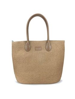 Straw Rattan Women Tote Summer Beach Shoulder Handbag Medium Size 17.8''x12.6