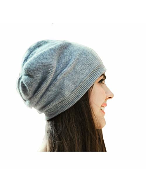 WaySoft 100% Cashmere Beanie for Women in a Gift Box, Oversized Women Beanie Hat