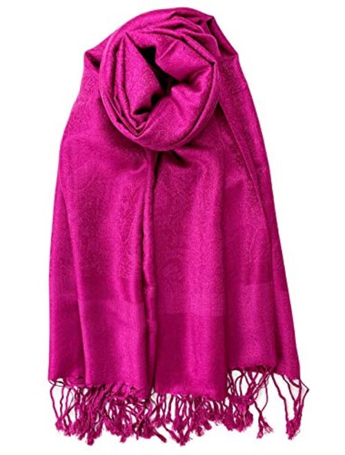 Plum Feathers Two Tone Vintage Paisley Pattern Pashmina Scarf