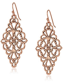 Filigree Diamond-Shape Drop Earrings