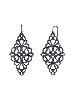 Filigree Diamond-Shape Drop Earrings