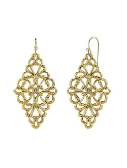 Filigree Diamond-Shape Drop Earrings