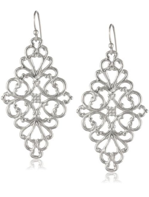 1928 Jewelry Filigree Diamond-Shape Drop Earrings