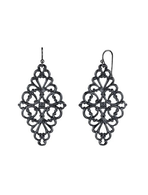 1928 Jewelry Filigree Diamond-Shape Drop Earrings