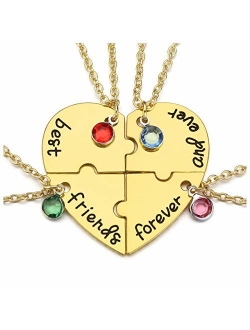 Top Plaza Silver Tone Alloy Rhinestone Best Friends Forever and Ever BFF Necklace Engraved Puzzle Friendship Pendant Necklaces Set(Set of 3)