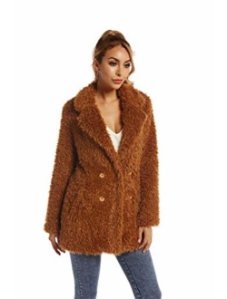 Elegant Faux Fur Coat Women 2019 Autumn Winter Warm Open Front Jacket Cardigan Overcoat Casual Outerwear