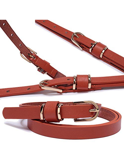 Set of Womens Skinny Leather Belt Solid Color Waist or Hips Ornament 10 Sizes