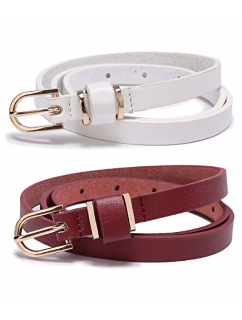 Set of Womens Skinny Leather Belt Solid Color Waist or Hips Ornament 10 Sizes