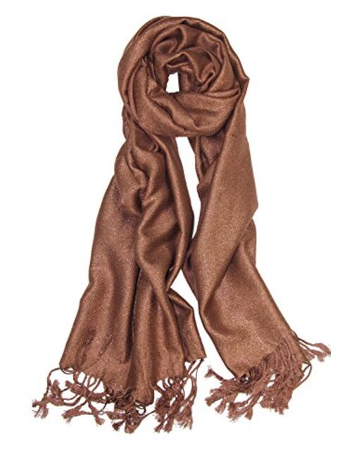 Achillea Sparkling Metallic Pashmina Shawl Wrap Scarf for Wedding Evening Dress