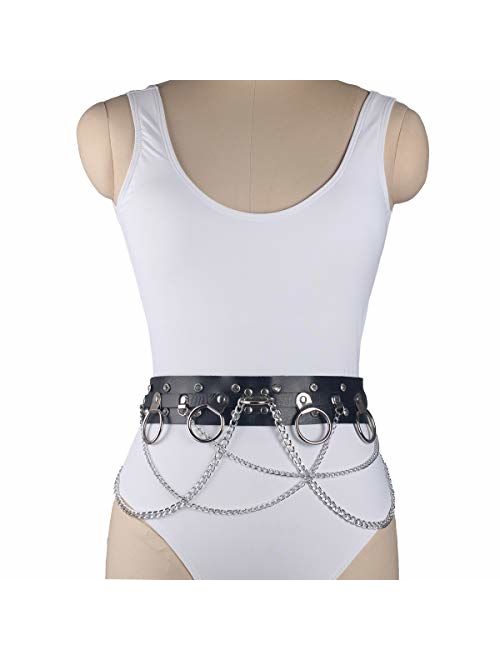 Wyenliz Women's Body Chain Belt Leather Gothic Punk Waist Belt Adjustable