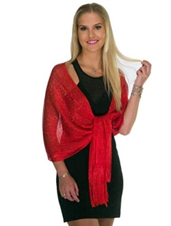 ShineGlitz Shawls and Wraps for Evening Dresses, Metallic Glitter Shawls for Women, Sparkling Wedding Giving Shawl Gift