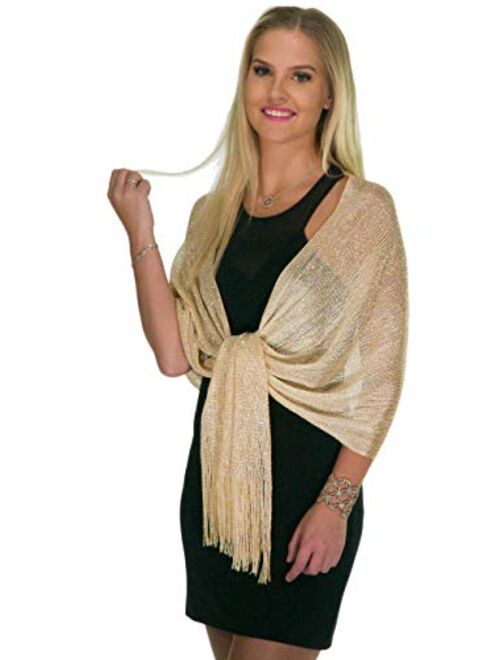 ShineGlitz Shawls and Wraps for Evening Dresses, Metallic Glitter Shawls for Women, Sparkling Wedding Giving Shawl Gift