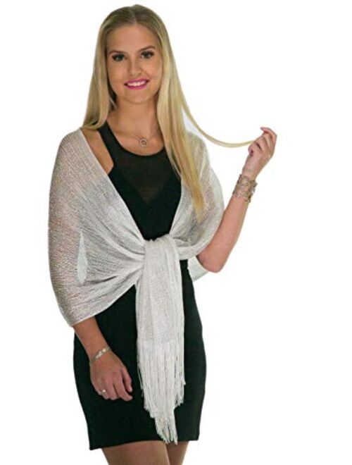 ShineGlitz Shawls and Wraps for Evening Dresses, Metallic Glitter Shawls for Women, Sparkling Wedding Giving Shawl Gift