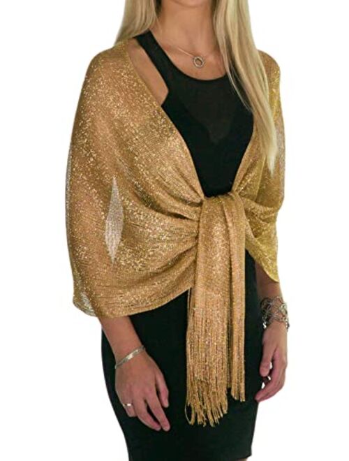 ShineGlitz Shawls and Wraps for Evening Dresses, Metallic Glitter Shawls for Women, Sparkling Wedding Giving Shawl Gift