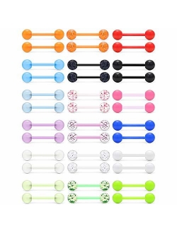 Ruifan 14G 16mm Glow in The Dark Flexible Acrylic Straight Tongue Nipple Ring Retainer Piercing